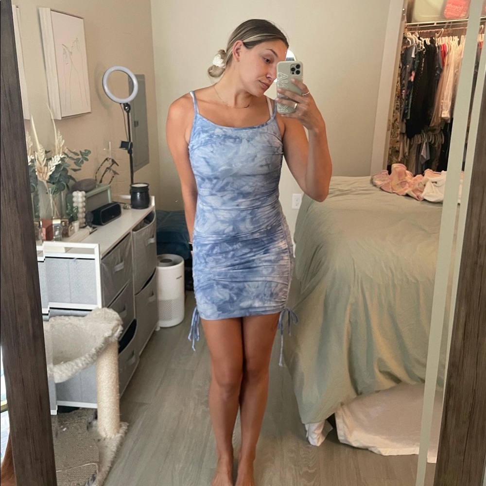 Windsor Blue Tie Dye Tight Mini Dress